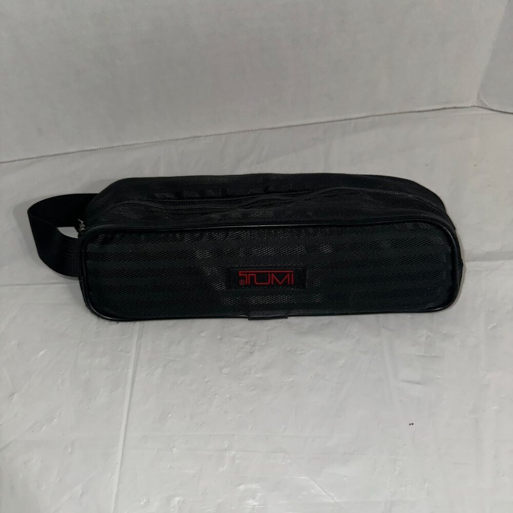 Tumi Black Nylon Travel Toiletry Bag With Zipper Closure & Handle Strap
